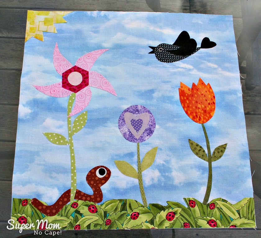 Scrap Drawer Version of the Applique Block - Block 4 for the In Our Garden BOM