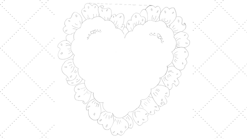 Ruffled Heart Pillow Embroidery Pattern