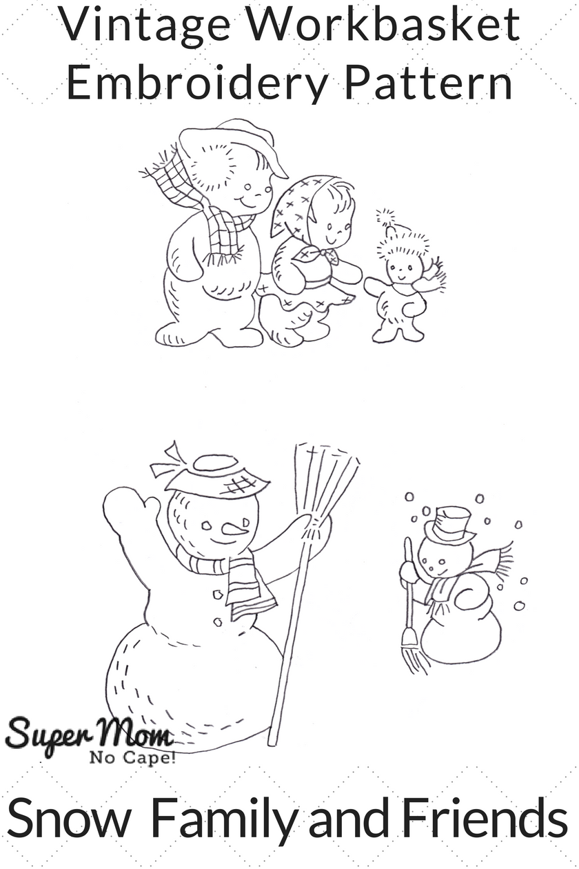 Vintage Workbasket Embroidery Pattern - Snow Family and Friends