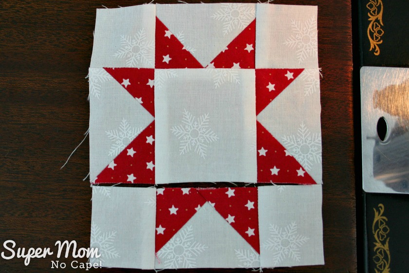 Sawtooth Star with Applique Center Ornament - 20. Two rows sewn together