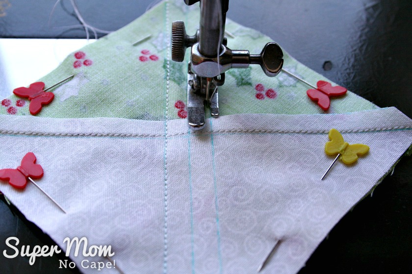 Sewing beside the outside lines that were drawn