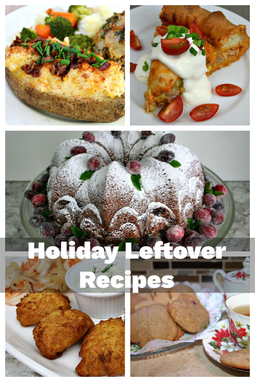 Collage image of recipes to use up holiday leftovers