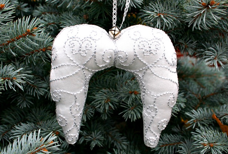 Fabric Angel Wings Christmas Tree Memory Ornament PDF Easy DIY